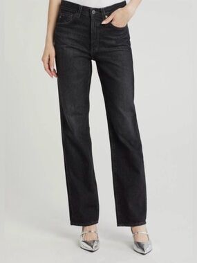 AG Adriano Goldschmied Women’s High-Rise Straight Leg Black Jeans, 29